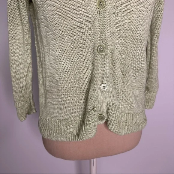 Talbots Y2K knit green linen cardigan Small - Picture 14 of 16